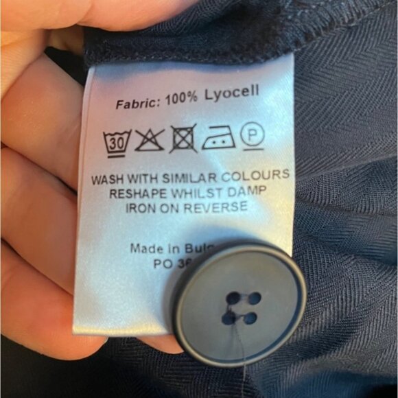 Anthropologie Pin Stripe Paper Bag Skirt Blue Seen Worn Kept Midi Length Size 8 - Picture 7 of 8